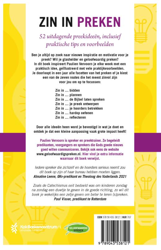 Productafbeelding: achterkant van Zin in preken