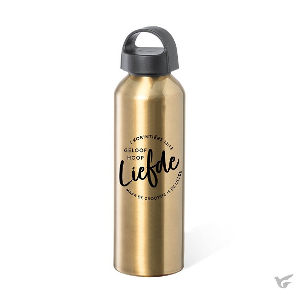Productafbeelding: voorkant van Waterfles Liefde goud