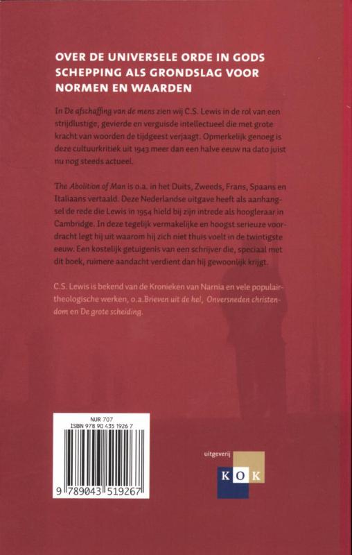 Productafbeelding: achterkant van De afschaffing van de mens