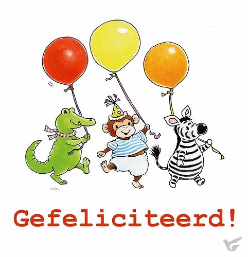 Productafbeelding: voorkant van Dubbele kaart 12x12 gefeliciteerd balonn